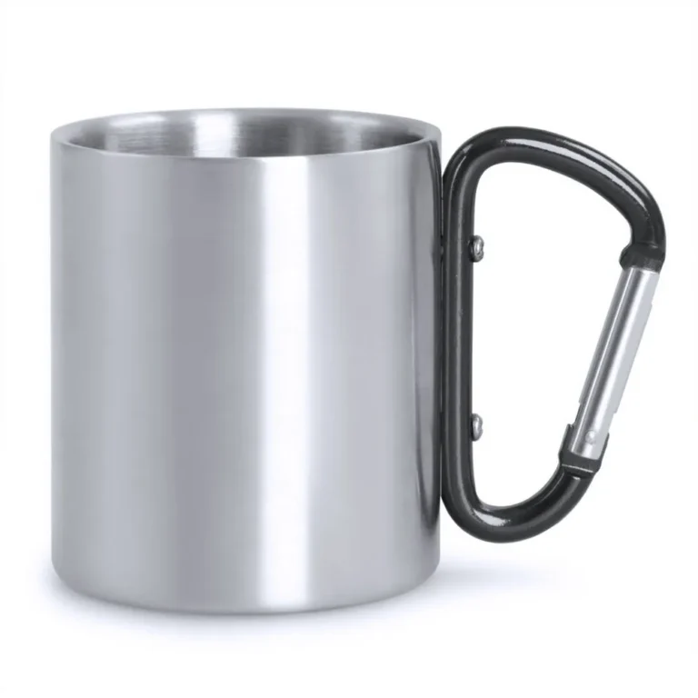 Metalowy kubek 210 ml z karabińczykiem